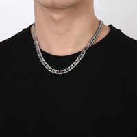 Style Simple Couleur Unie Acier Au Titane Chaîne Hommes Collier main image 1