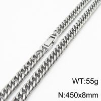 Simple Style Solid Color Titanium Steel Chain Men's Necklace sku image 1