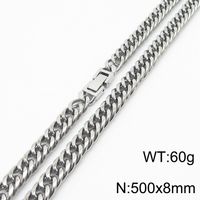 Simple Style Solid Color Titanium Steel Chain Men's Necklace sku image 2