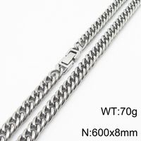 Simple Style Solid Color Titanium Steel Chain Men's Necklace sku image 4