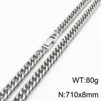 Simple Style Solid Color Titanium Steel Chain Men's Necklace sku image 6