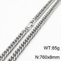 Simple Style Solid Color Titanium Steel Chain Men's Necklace sku image 7