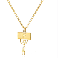 Ig Style Cute Vintage Style Cartoon Character Letter Stainless Steel Plating 18k Gold Plated Pendant Necklace sku image 6