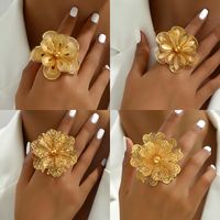 Glam Simple Style Flower Iron Hollow Out Women's Open Rings main image 1