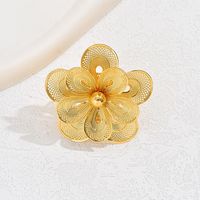 Glam Simple Style Flower Iron Hollow Out Women's Open Rings sku image 1