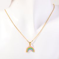 201 Stainless Steel 304 Stainless Steel Titanium Steel Gold Plated Sweet Plating Rainbow Pendant Necklace main image 5