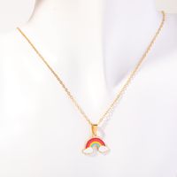 201 Stainless Steel 304 Stainless Steel Titanium Steel Gold Plated Sweet Plating Rainbow Pendant Necklace main image 7