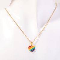 201 Stainless Steel 304 Stainless Steel Titanium Steel Gold Plated Sweet Plating Rainbow Pendant Necklace main image 6