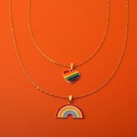 201 Stainless Steel 304 Stainless Steel Titanium Steel Gold Plated Sweet Plating Rainbow Pendant Necklace main image 3