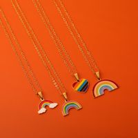 201 Stainless Steel 304 Stainless Steel Titanium Steel Gold Plated Sweet Plating Rainbow Pendant Necklace main image 4