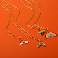 201 Stainless Steel 304 Stainless Steel Titanium Steel Gold Plated Sweet Plating Rainbow Pendant Necklace main image 2