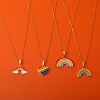 201 Stainless Steel 304 Stainless Steel Titanium Steel Gold Plated Sweet Plating Rainbow Pendant Necklace main image 1