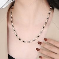 Großhandel Einfacher Stil Herzform Kupfer Perle 18 Karat Vergoldet Halskette main image 3