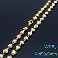 Wholesale Simple Style Heart Shape Copper Pearl 18K Gold Plated Necklace sku image 1