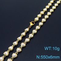 Großhandel Einfacher Stil Herzform Kupfer Perle 18 Karat Vergoldet Halskette sku image 7