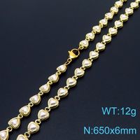 Großhandel Einfacher Stil Herzform Kupfer Perle 18 Karat Vergoldet Halskette sku image 13