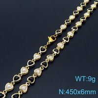 Großhandel Einfacher Stil Herzform Kupfer Perle 18 Karat Vergoldet Halskette sku image 3