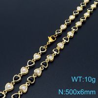 Großhandel Einfacher Stil Herzform Kupfer Perle 18 Karat Vergoldet Halskette sku image 6