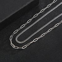 Einfacher Stil Geometrisch Rostfreier Stahl Knebel Männer Doppellagige Halsketten main image 2