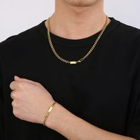 Simple Style Streetwear Geometric Titanium Steel 18K Gold Plated Men's Bracelets Necklace main image 3