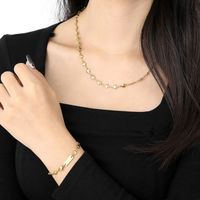 Titanium Steel 18K Gold Plated Simple Style Classic Style Plating Chain Solid Color Bracelets Necklace main image 4