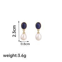 1 Pair Elegant Geometric Plating Inlay Freshwater Pearl Copper Natural Stone 18k Gold Plated Drop Earrings sku image 2