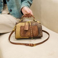 Women's Pu Leather Color Block Vintage Style Classic Style Streetwear Sewing Thread Cylindrical Zipper Handbag main image 8