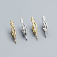 1 Pair Basic Modern Style Snake Plating Inlay Sterling Silver Zircon Earrings main image 4
