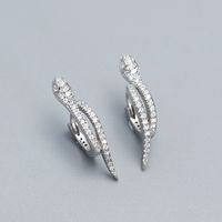 1 Pair Basic Modern Style Snake Plating Inlay Sterling Silver Zircon Earrings sku image 1