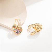 1 Pair Elegant Heart Shape Plating Inlay Copper Zircon Gold Plated Earrings main image 4