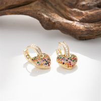 1 Pair Elegant Heart Shape Plating Inlay Copper Zircon Gold Plated Earrings main image 6