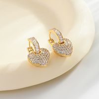 1 Pair Elegant Heart Shape Plating Inlay Copper Zircon Gold Plated Earrings main image 3