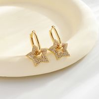 1 Pair Elegant Heart Shape Plating Inlay Copper Zircon Gold Plated Earrings sku image 4
