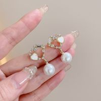 Fashion Bow Knot Alloy Plating Inlay Artificial Gemstones Pearl Women's Drop Earrings 1 Pair sku image 70