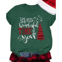 Women's T-shirt Short Sleeve T-shirts Printing Casual Christmas Tree Letter main image 5
