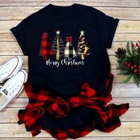 Mujeres Playeras Manga Corta Camisetas Impresión Casual Árbol De Navidad Letra main image 5