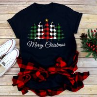 Women's T-shirt Short Sleeve T-shirts Printing Casual Christmas Tree Letter main image 4