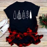Women's T-shirt Short Sleeve T-shirts Printing Casual Christmas Tree Letter main image 3