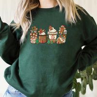 Women's Hoodies Long Sleeve Thermal Transfer Printing Casual Christmas Tree Gingerbread main image 5