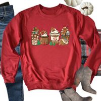 Damen Kapuzen Pullover Lange Ärmel Thermotransferdruck Lässig Weihnachtsbaum Lebkuchen main image 2