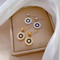 1 Pair Classic Style Roman Style Geometric Inlay Titanium Steel Artificial Gemstones Drop Earrings main image 2