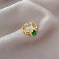 Brass Simple Style Classic Style Plating Inlay Geometric Artificial Gemstones Open Rings main image 4