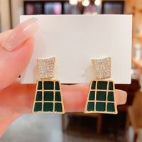 1 Pair Ig Style Elegant Rhombus Bow Knot Plating Inlay Alloy Zircon Drop Earrings sku image 2