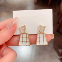 1 Pair Ig Style Elegant Rhombus Bow Knot Plating Inlay Alloy Zircon Drop Earrings sku image 1