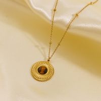 304 Stainless Steel 14K Gold Plated Classic Style Plating Inlay Geometric Natural Stone Pendant Necklace main image 4