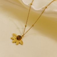 304 Stainless Steel 14K Gold Plated Classic Style Plating Inlay Geometric Natural Stone Pendant Necklace main image 3