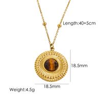304 Stainless Steel 14K Gold Plated Classic Style Plating Inlay Geometric Natural Stone Pendant Necklace sku image 2