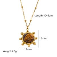 304 Stainless Steel 14K Gold Plated Classic Style Plating Inlay Geometric Natural Stone Pendant Necklace sku image 6