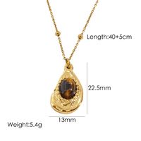 304 Stainless Steel 14K Gold Plated Classic Style Plating Inlay Geometric Natural Stone Pendant Necklace sku image 1