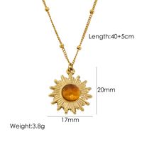304 Stainless Steel 14K Gold Plated Classic Style Plating Inlay Geometric Natural Stone Pendant Necklace sku image 4